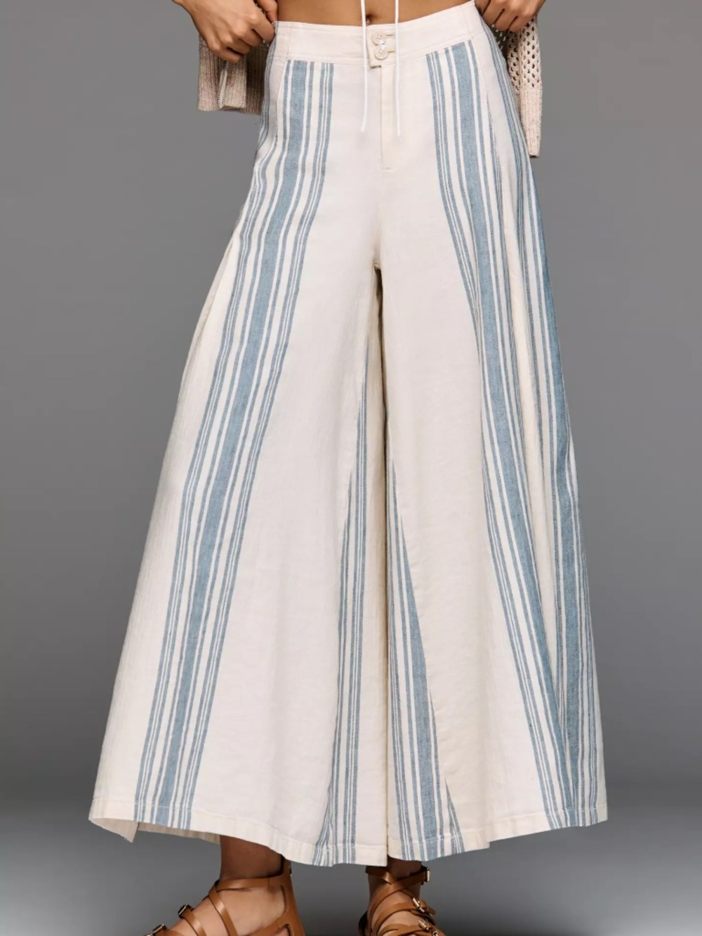 Anthropologie Pilcro Linen Cotton Linen Skirty Sailor Pants ULTRA WIDE LEG nwt - Picture 3 of 10